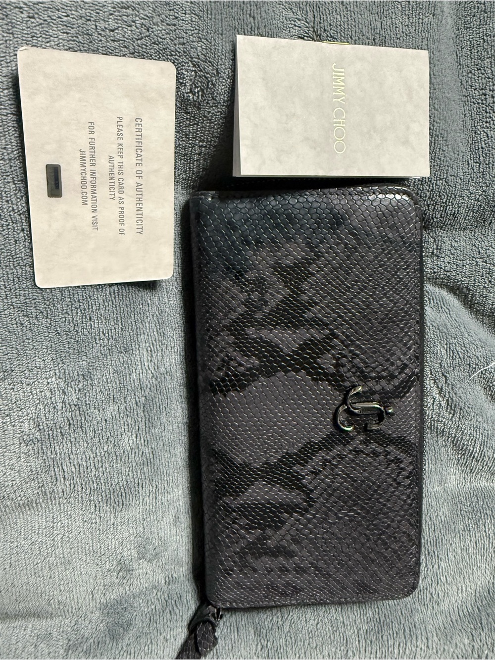 Jimmy Choo Continental Python-Effect Zip Wallet NWOT Card Included. - Picture 5 of 13